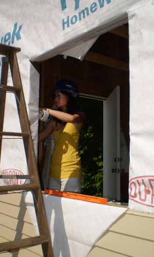 Student working on Tiny House